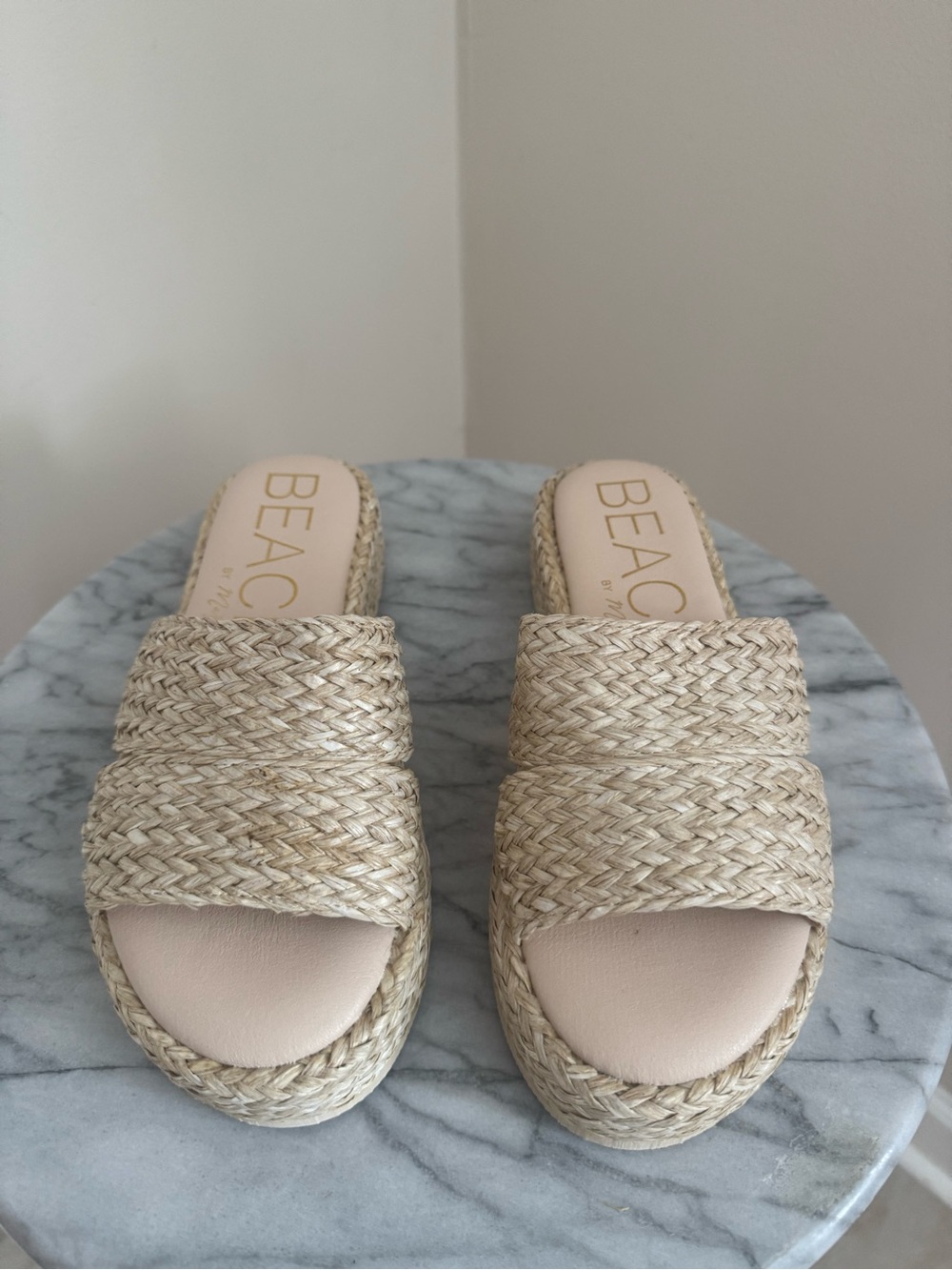 BEACH by Matisse Layback Raffia Platform Slide Sandals Women’s Size 7 Natural - Picture 6 of 8